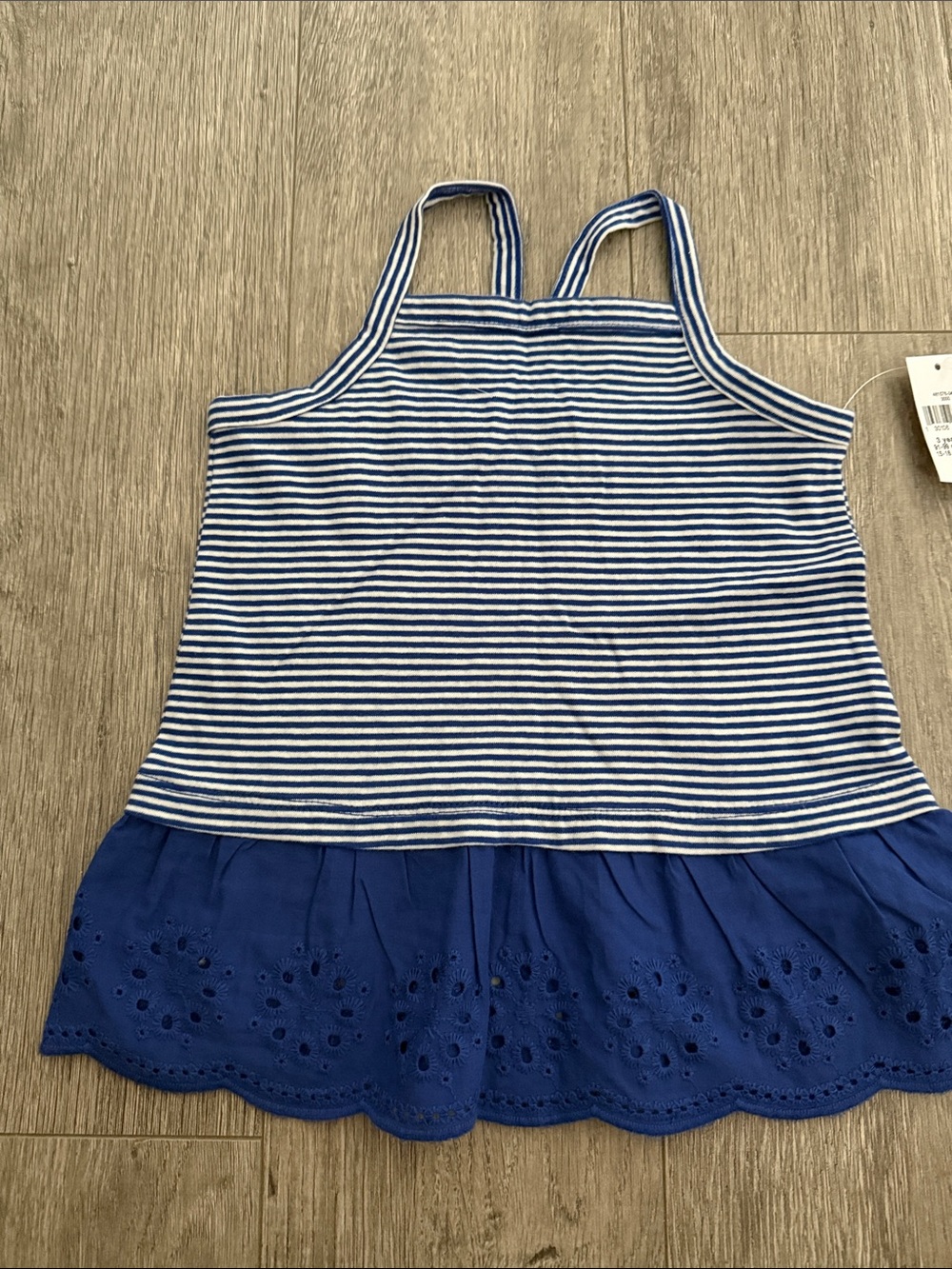 GAP Navy & White Striped Tank with Eyelet Hem